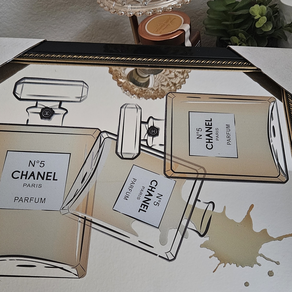 Luxury Wall Art Inspired by Chanel No. 5 Parfum in Glass Frame